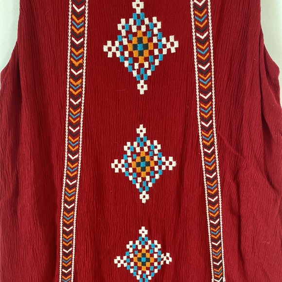 Xhilaration Sleeveless boho tiered burgundy midi dress, Size Large - Picture 5 of 8